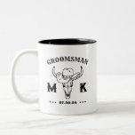 Caneca De Café Em Dois Tons Wild West Cowboy Monograma Personalizado de Padrin<br><div class="desc">Presentes personalizados para padrinhos de casamento com o antigo tema do cowboy ocidental. Decorado com chapéu de cowboy com fonte ocidental antiga. As cores do texto e do plano de fundo são editáveis usando a Ferramenta Design para ajustado da sua ocasião. Obtenha este presente personalizado para casamento, despedida de solteiro,...</div>