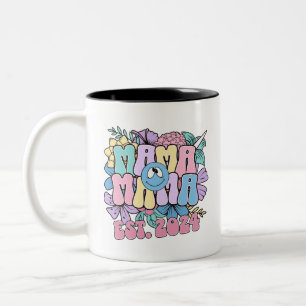 Caneca De Café Em Dois Tons Wildflower Mama Est 2024 Anúncio de Gravidez
