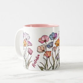 Caneca De Café Em Dois Tons Wildflower Stained Glass