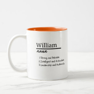 Caneca De Café Em Dois Tons William, Boy Personalised Name Definition