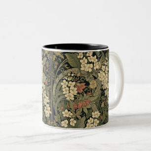 Caneca De Café Em Dois Tons William Morris Blackthorn Floral Art Nouveau
