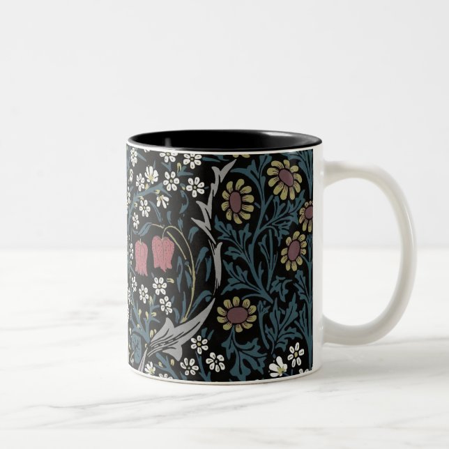 Caneca De Café Em Dois Tons William Morris Blackthorn Floral Art Nouveau (Direita)