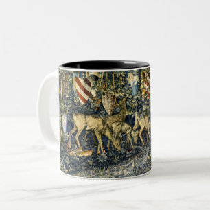 Caneca De Café Em Dois Tons William Morris Deer e Shields no Verdant Realm