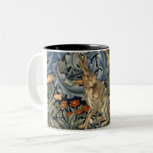Caneca De Café Em Dois Tons William Morris Forest Rabbit Floral Art Nouveau