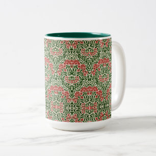 Caneca De Café Em Dois Tons William Morris Michaelmas Daisy Flowers Rosa Verde