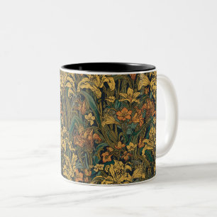 Caneca De Café Em Dois Tons William Morris Ouro Lily Vintage Pré-Raphaelite