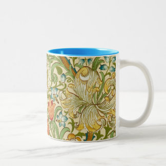 Caneca De Café Em Dois Tons William Morris Ouro Lily Vintage Pré-Raphaelite