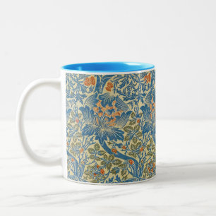 Caneca De Café Em Dois Tons William Morris Rosa e Flor de Cardo Azul