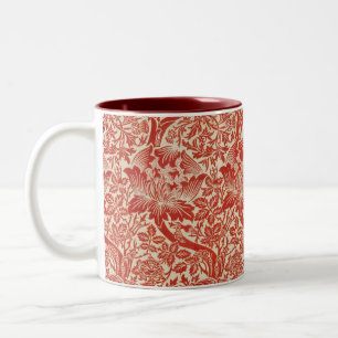 Caneca De Café Em Dois Tons William Morris Rosa e Thistle Floral Red