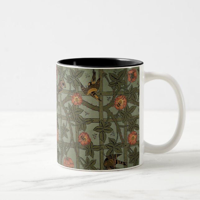 Caneca De Café Em Dois Tons William Morris Trellis Wallpaper Art (Direita)