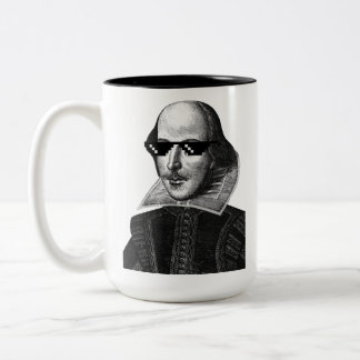 Caneca De Café Em Dois Tons William Shakespeare com óculos de sol