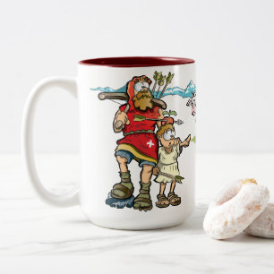 Caneca De Café Em Dois Tons William Tell buclic view com vacas nos Alpes