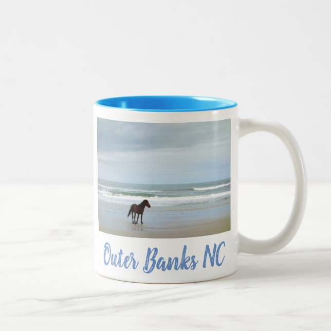Caneca De Café Em Dois Tons Wils Horse Outer Banks Corolla NC (Direita)