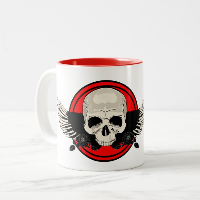 Caneca De Café Em Dois Tons Wing Skull - RED (Frente Esquerda)