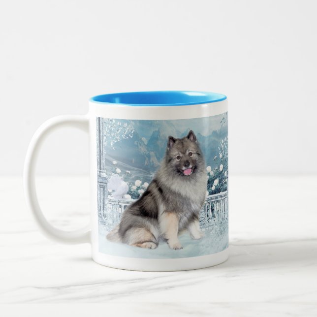Caneca De Café Em Dois Tons Winter Keeshond (Esquerda)