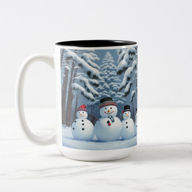 Caneca De Café Em Dois Tons Winter Snowmen (Esquerda)