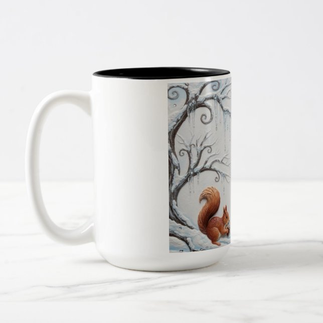 Caneca De Café Em Dois Tons Winter Whispers and Squirrel Dreams (Esquerda)