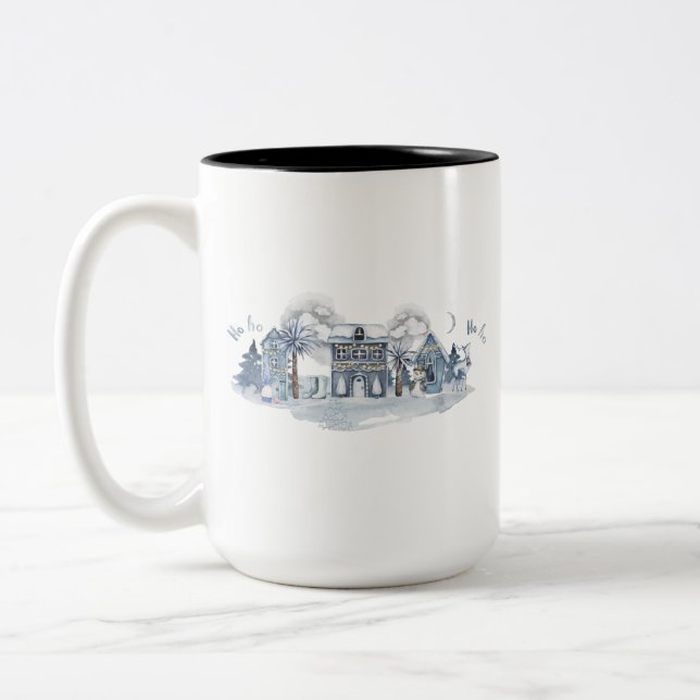 Caneca De Café Em Dois Tons Winter Wonderland Village (Esquerda)