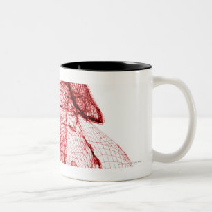 Caneca De Café Em Dois Tons Wireframe de Digitas do coração humano