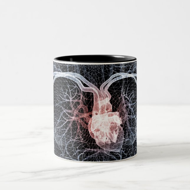 Caneca De Café Em Dois Tons Wireframe dos vasos sanguíneos na parte superior (Centro)