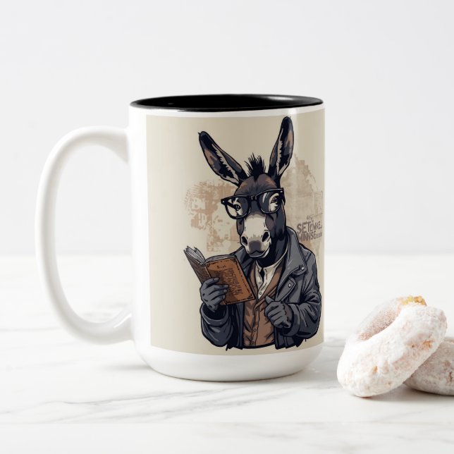 Caneca De Café Em Dois Tons Wise Donkey — Mug (Com Donut)