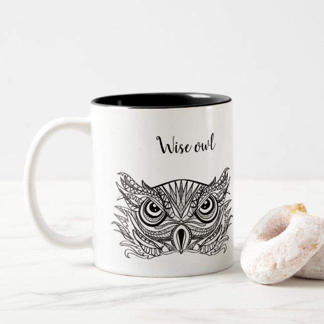 Caneca De Café Em Dois Tons Wise owl (Com Donut)