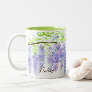 Caneca De Café Em Dois Tons Wisteria Flowers Personalizado, Doninha de Bridesm