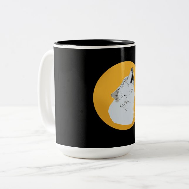 Caneca De Café Em Dois Tons Wolf & Moon (Frente Esquerda)