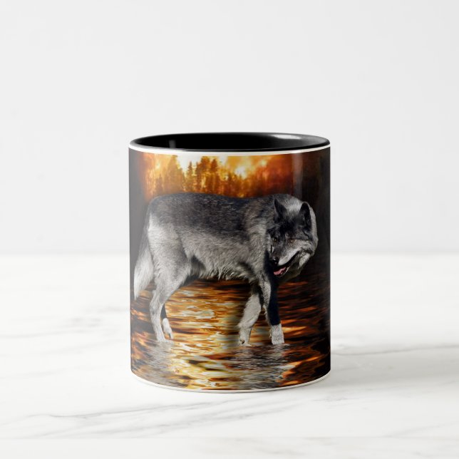 Caneca De Café Em Dois Tons Wolf Mug, Cinza Sobrevivente (Centro)