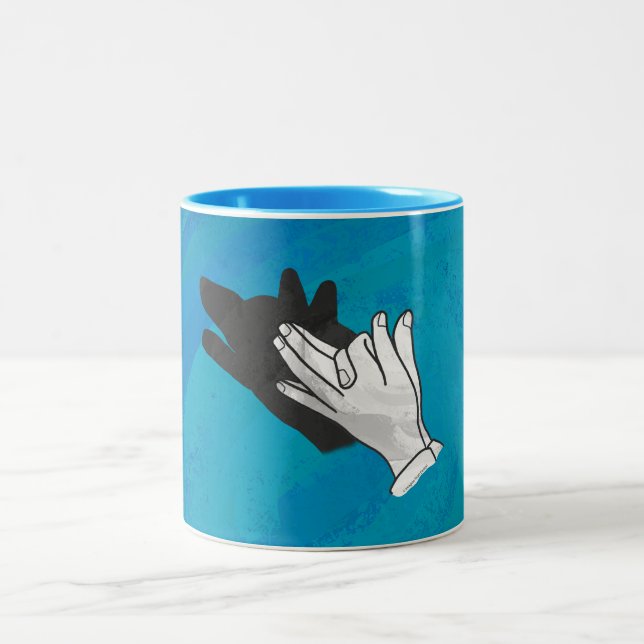 Caneca De Café Em Dois Tons Wolf On Blue (Centro)