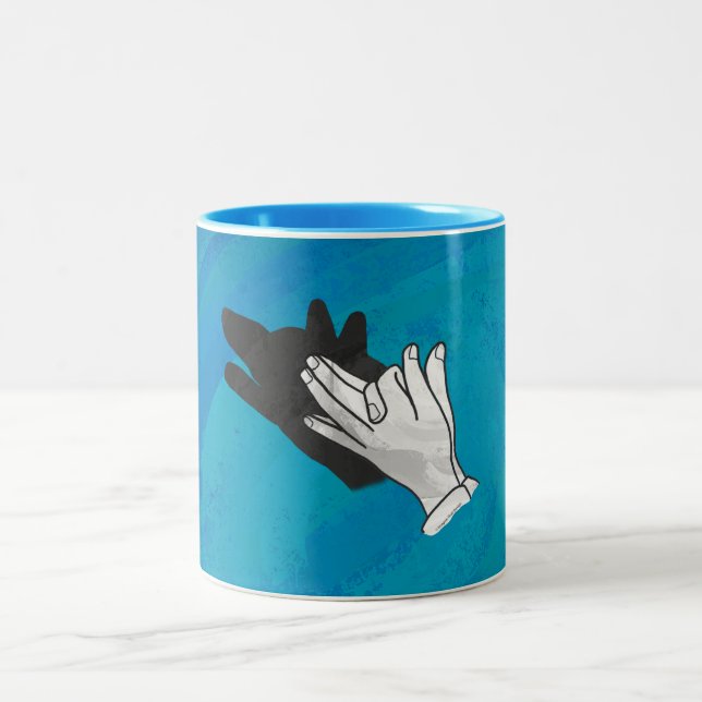 Caneca De Café Em Dois Tons Wolf Shadow em Azul (Centro)