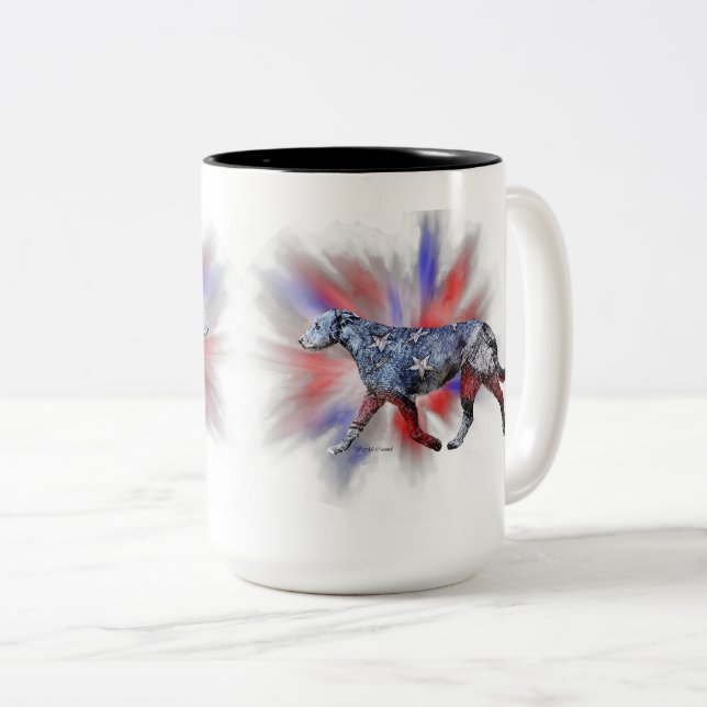 Caneca De Café Em Dois Tons Wolfhound Red White e Azul (Frente Esquerda)