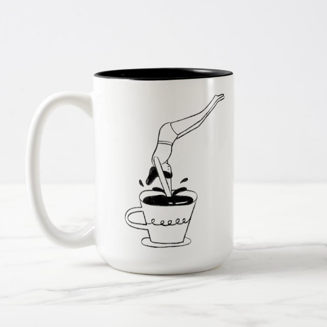 Caneca De Café Em Dois Tons woman swimming in coffee cup (Esquerda)