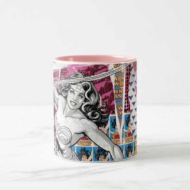 Caneca De Café Em Dois Tons Wonder Woman Collage 5 (Centro)