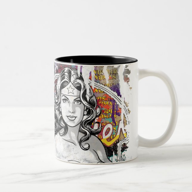 Caneca De Café Em Dois Tons Wonder Woman Collage 6 (Direita)
