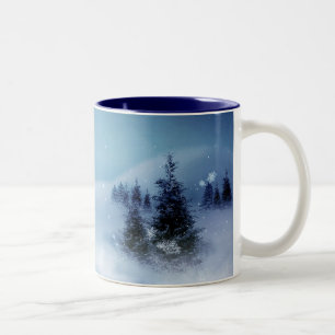 Caneca De Café Em Dois Tons Wonderland de inverno à noite