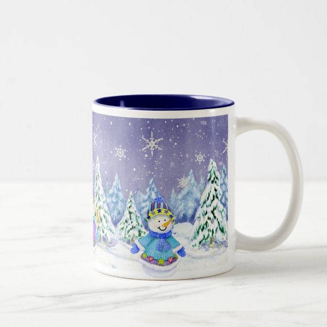Caneca De Café Em Dois Tons Wonderland Snowman Pine Tres Café Cup (Direita)