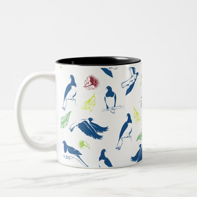 Caneca De Café Em Dois Tons Wood Pigeon Kereru NZ Bird (Esquerda)