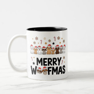Caneca De Café Em Dois Tons Woofmas Dog Lover Mug: Bonito presente de Natal