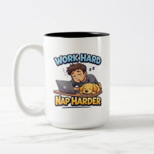 Work Hard Nap Harder Dog Funny Motivational Cartoo