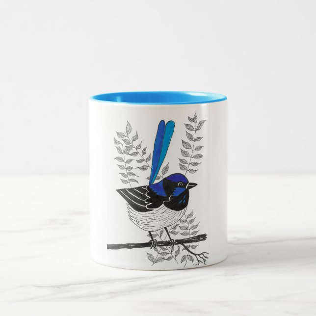 Caneca De Café Em Dois Tons Wren Azul De Quirpy (Centro)