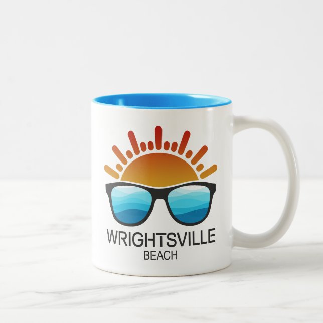 Caneca De Café Em Dois Tons Wright tsville Beach North Carolina Sunvidles (Direita)