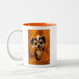 Caneca De Café Em Dois Tons Wuffoo Surffie Cachorro Fofo Kawaii Âmbar