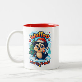 Caneca De Café Em Dois Tons Wuffoo Surffie Merry X-mas Kawaii 3D Holiday