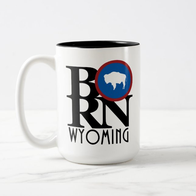 Caneca De Café Em Dois Tons Wyoming NASCIDO 15oz (Esquerda)