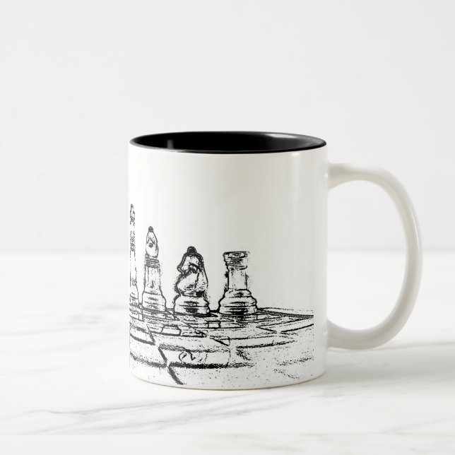 Caneca De Café Em Dois Tons Xadrez (Direita)