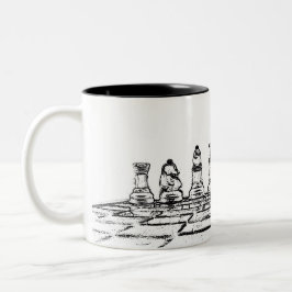 Caneca De Café Em Dois Tons Xadrez