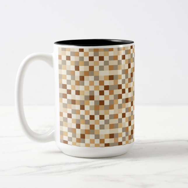 Caneca De Café Em Dois Tons Xadrez (Esquerda)