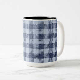 Caneca De Café Em Dois Tons Xadrez azul