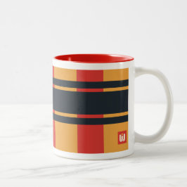 Caneca De Café Em Dois Tons Xadrez Azul Amarelo Vermelho Negrito